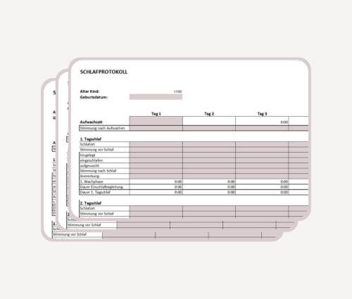 Kostenlose Schlafprotokollvorlage zur Ermittlung des Schlafbedarfs deines Babys
